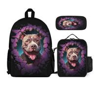 WECECE School Backpack French Bulldog 3 Piece Set with Lunch Tote Dog Animal Pencil Case for Kids 9-11 Years Year 4-5, Organised Carry Bundle for Learning and Outdoor Activities