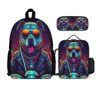 WECECE School Backpack French Bulldog with Lunch Box Pencil Case for Boys 6-8 Years Backpack Dog Print School Supplies Bundle Year 3 for Young Learners Outdoor Learning and Travel