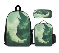 WECECE School Backpack Kitten with Lunch Bag and Pencil Case for Boys Age 9, Backpack Cat with Lunch Tote and Pencil Case Year 4-6 for Primary Students Sports Clubs Holidays