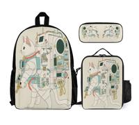 WECECE School Backpack Kitten with Lunch Bag and Pencil Case for Kids Age 6, Bookbag Cat with Lunch Box Pencil Case Year 5-7 for Boys Family Trips and Activities
