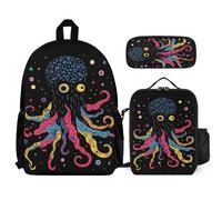 WECECE School Backpack Marine Life Set with Lunch Tote and Pencil Case for Children Age 8, Backpack with Lunch Box Pencil Case Year 6 for Young Learners Sports Clubs and Holidays
