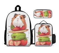 WECECE School Backpack Set Cute Guinea Pig with Lunch Box Animal Pencil Case for Kids Age 12 Year 7, Matching Student Essentials for Daily Classes and Sports Clubs