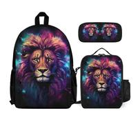 WECECE School Backpack Set Lion with Lunch Box Lions Animal King Pencil Case for Kids Age 12 Year 7, Matching Student Essentials for Daily Classes and Sports Clubs