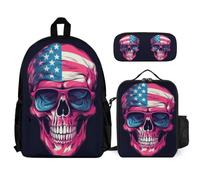 WECECE School Backpack Set Skeleton with Lunch Box Skull Pencil Case for Kids Age 12 Year 7, Matching Student Essentials for Daily Classes and Sports Clubs