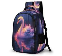 WECECE School Backpack Swan Motif for Kids Children Animal Pattern Bookbag for School Girls Boys 8-13 Years Casual Daypack