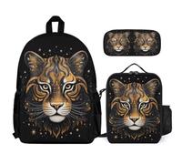 WECECE School Backpack Tiger Set with Lunch Tote and Pencil Case for Children Age 8, Backpack Animal Tiger with Lunch Box Pencil Case Year 6 for Young Learners Sports Clubs and Holidays