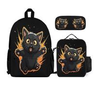 WECECE School Bag Cat School Supplies Bundle with Lunch Tote Animal Kitten Pencil Case for Children Age 8 Year 3, Everyday Collection for Lessons and Travel