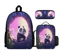 WECECE School Bag Cute Panda with Pencil Case and Lunch Bag Animal Pattern for Teens Age 11 Year 6, Everyday Carry Collection for Secondary Lessons Holidays and Activities