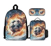 WECECE School Bag Football Set 3 Piece Bag Bundle with Backpack Soccer Lunch Tote and Pencil Case for Teen Students Year 6-7, Everyday Secondary Carry Gear