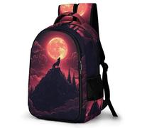 WECECE School Bag for Boys, Kids Backpack with Moon Wolves Children's Backpack Toddlers Moon Wolves Rucksack Primary Secondary School Bookbag for Girls Age 8-16