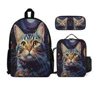 WECECE School Bag Ice and Fire Basketball Set with Lunch Tote and Pencil Case for Children 6-8 Years, Schoolbag Basketball with Pencil Case and Lunch Bag Year 4-6 for Girls Outdoor Learning Travel