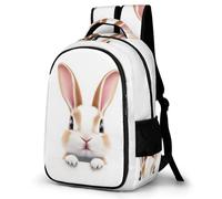 WECECE School Bag Kids Bunny Motif Backpack - Boys Book Bags 8-12 Years Large Primary School Rucksack with Animal Rabbit, Fits A4 Binders