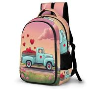 WECECE School Bag Kids Car Heart Printed Backpack - Boys Book Bags 8-12 Years Large Primary School Rucksack with Cartoon Cars, Fits A4 Binders
