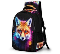 WECECE School Bag Kids Fox Pattern Backpack - Boys Book Bags 8-12 Years Large Primary School Rucksack with Animal Motif, Fits A4 Binders