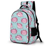 WECECE School Bag Kids Pink Axolotl Motif Backpack - Boys Book Bags 8-12 Years Large Primary School Rucksack with Salamander, Fits A4 Binders