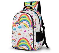 WECECE School Bag Kids Rainbow Design Backpack - Boys Book Bags 8-12 Years Large Primary School Rucksack with Rainbow, Fits A4 Binders