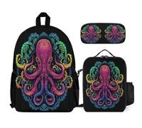 WECECE School Bag Marine Life Set with Lunch Bag and Pencil Case for Boys Girls 9-11 Years Year 4-5, Organised Student Bundle for Sports Practice and Study