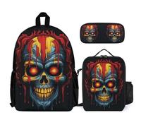 WECECE School Bag Skeleton School Supplies Bundle for Girls 9-11 Years, Bookbag Skull 3 Piece Set Year 1 for Boys Outdoor Learning and Travel