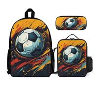 WECECE School Bag Soccer Ball with Pencil Case and Lunch Bag Football for Teens Age 11 Year 6, Everyday Carry Collection for Secondary Lessons Holidays and Activities