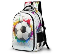 WECECE School Bags for Boys, Cute Backpack for Kids And Teenagers Multicolour FootballDaypack Casual Girls Backpack with Soccer