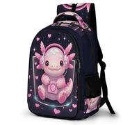 WECECE School Bags for Girls with Kawaii Axolotl, Kids Backpack Salamander Rucksack Primary School, Lightweight Schoolbag for 8-10 Years Old