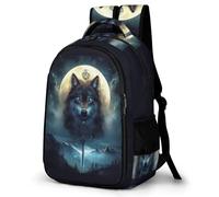 WECECE School Bags for Girls with Moon Wolf, Kids Backpack Wolves Design Rucksack Primary School, Lightweight Schoolbag for 8-10 Years Old