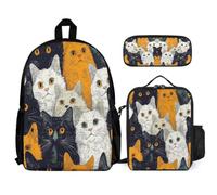WECECE Schoolbag Cat School Supplies Bundle for Children 10-12 Years, Backpack Kitten School Supplies Bundle Year 4 for Primary Students Study Sessions and Travel