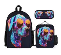 WECECE Schoolbag Dog School Supplies Bundle for Children Age 9, School Backpack Puppy Animal with Pencil Case and Lunch Bag Year 6 for Girls Sports Clubs and Holidays