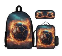 WECECE Schoolbag Football Flames School Supplies Bundle for Children 10-12 Years, Backpack Soccer School Supplies Bundle Year 4 for Primary Students Study Sessions and Travel