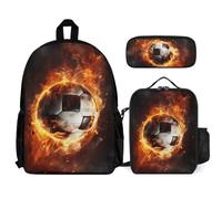 WECECE Schoolbag Football School Supplies Bundle for Kids Age 10, Bookbag Soccer School Supplies Bundle Year 5 for Primary Students Study Sessions and Travel