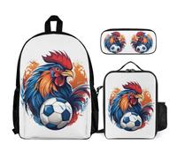 WECECE Schoolbag Rooster School Supplies Bundle for Children 10-12 Years, Backpack French Gallic Chicken School Supplies Bundle Year 4 for Primary Students Study Sessions and Travel