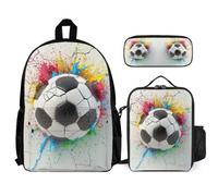 WECECE Schoolbag Soccer Ball School Supplies Bundle for Children Age 9, School Backpack Football with Pencil Case and Lunch Bag Year 6 for Girls Sports Clubs and Holidays