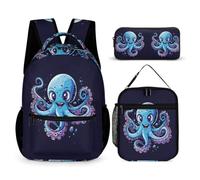 WECECE Sea Life Backpack 3 Piece Set for Kids 6-8 Years, School Backpack 3 Piece Set Year 4 for Girls Camping Holidays Outdoor Activities and Learning Sessions