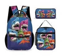WECECE Shark Book Pack School Supplies Bundle for Students Age 8, Sea Life Schoolbag with Lunch Box Pencil Case Year 3-5 for Girls Back to School Gift and Learning Essentials