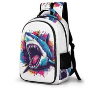 WECECE Shark Illustration Bookbag Girls Primary to Secondary Marine Life Book Bag Boys 8-12 Year Olds Trendy School Backpack Students 13.3 Inch Laptop Rucksack Daily Use