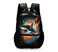 WECECE Shark Pattern Rucksack School Kids Ages 10-13 Years Older Kids Marine Animal Backpack Year 5-8 Students Durable School Bag 43x32x15cm for Birthday Gift Books Notebooks