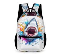 WECECE Shark Pattern Rucksack School Kids Ages 6-10 Years Primary Kids Marine Life School Backpack Year 1-5 Students Trendy Bookbag 43x32x15cm for Birthday Gift Books Notebooks