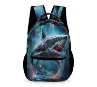 WECECE Shark Rucksack School Kids Ages 9-13 Years Primary Kids Cool Marine Creature Backpack Year 4-8 Students Durable School Bag 43x32x15cm for Birthday Gift Books Notebooks