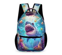 WECECE Shark School Backpack Kids and Teens Age 9 Primary Kids Marine Animal Book Bag Year 4 Students Lightweight Daypack Rucksack 43x32x15cm for Day Trips Travel Books Notebooks