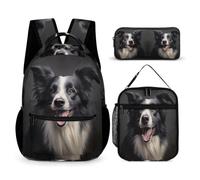 WECECE Sheepdog Dog School Bag 3 Piece Set for Students 6-8 Years, Puppie Animal Backpack with Lunch Box Pencil Case Year 4-6 for Primary Students Back to School Gift and Learning Essentials