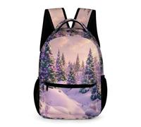 WECECE Snow Scene Rucksack Boys Ages 6-8 Years Primary Kids Beautiful Winter Theme Backpack Year 1-3 Girls Trendy School Bag 43x32x15cm for Daily Lessons Books Notebooks