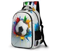 WECECE Soccer Colourful Boys Backpack School Bag for Elementary, Football Travel Backpack Secondary Rucksack for Boys