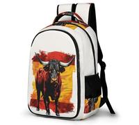 WECECE Spanish Bullfighting Backpack for Students Ages 7-10 Durable Bull Motif Bookbag Boys Year 3-5 Daypack Kids and Teens 14 Inch Laptop School Bag Back to School Gift