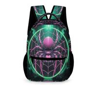 WECECE Spider Pink Rucksack Preschool Primary Kids for Boys Girls Age 8 Cyberpunk Style Bookbag Years 1-3 Durable Daily Daypack Books Water Bottle Spring Outing Travel