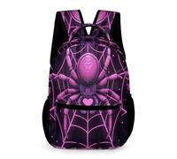 WECECE Spider Pink School Backpack for Girls Age 9 Cyber Punk Style Daypack for Boys Year 5 Primary Kids Lightweight Printed Backpack Daily Items Autumn Trip Daily Use
