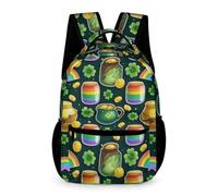 WECECE St. Patrick's Day Backpack Year 5 Primary Kids for Boys Girls 6-12 Years Clover Leaves Rucksack Durable Daily Bookbag Books Water Bottle Back to School Gift