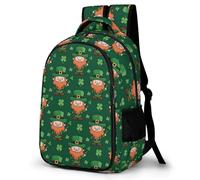 WECECE St. Patrick's Day Kids Backpack School, Boys Girl Clover Leaves Bag Primary School Canvas Rucksack, Holiday Travel Bookbag Outdoor Daypack for 9-16 Year Old