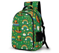WECECE St. Patrick's Day Rucksack Boys Girls Clover Rainbow Backpack for Kids School Bag Bookbag Teen Back Packs for Children