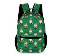 WECECE St. Patrick's Day Theme Daypack Primary for Boys Girls Age 8 Green School Bag Year 3 Lightweight with Side Pockets Bookbag Daily Items Travel Outdoor Daily Use