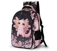 WECECE Students Axolotl Bookbag 10-16 Years Boys Salamander Daypack Girls 15.6 Inch Laptop Rucksack, Lightweight Durable for Primary School and Back to School Gift and Daily Use